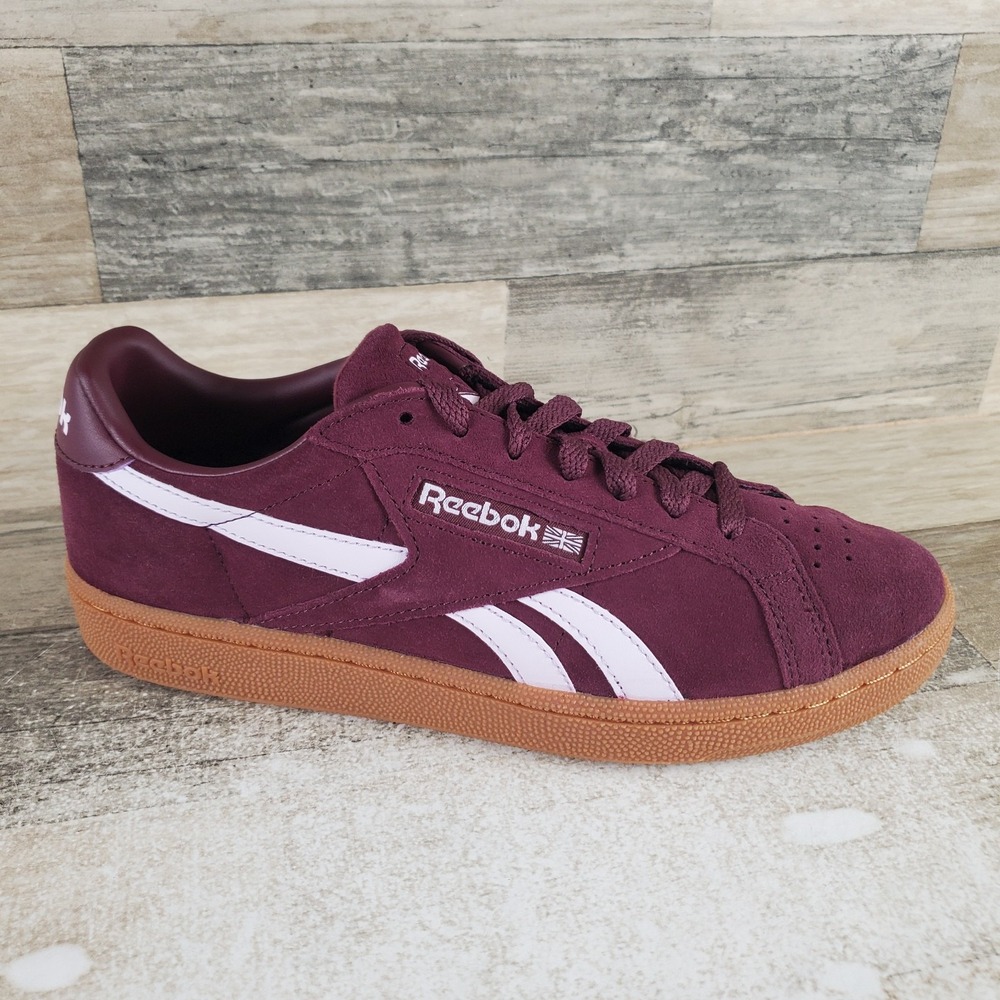 Reebok Club C Grounds Womens Shoes Sz 9 Black Cherry Gum Suede Lace Up Sneakers